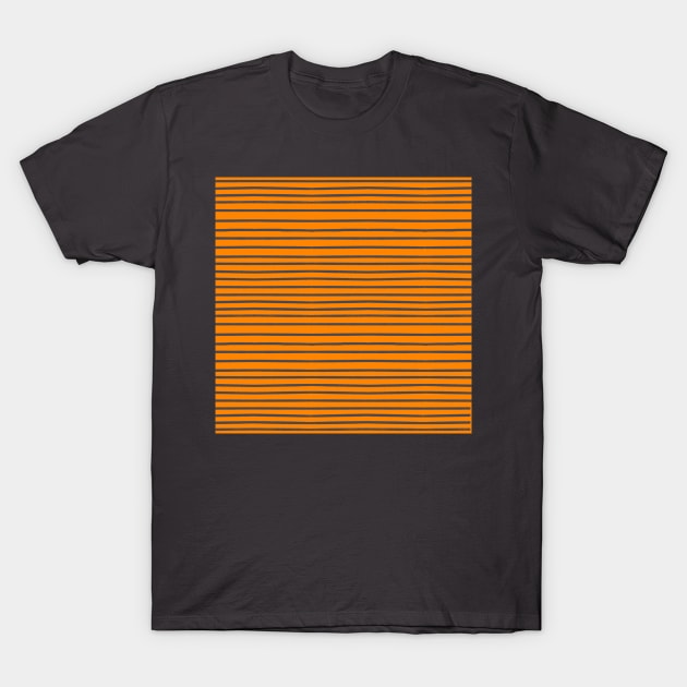 Inkwell grey stripes on orange T-Shirt by A_using_colors